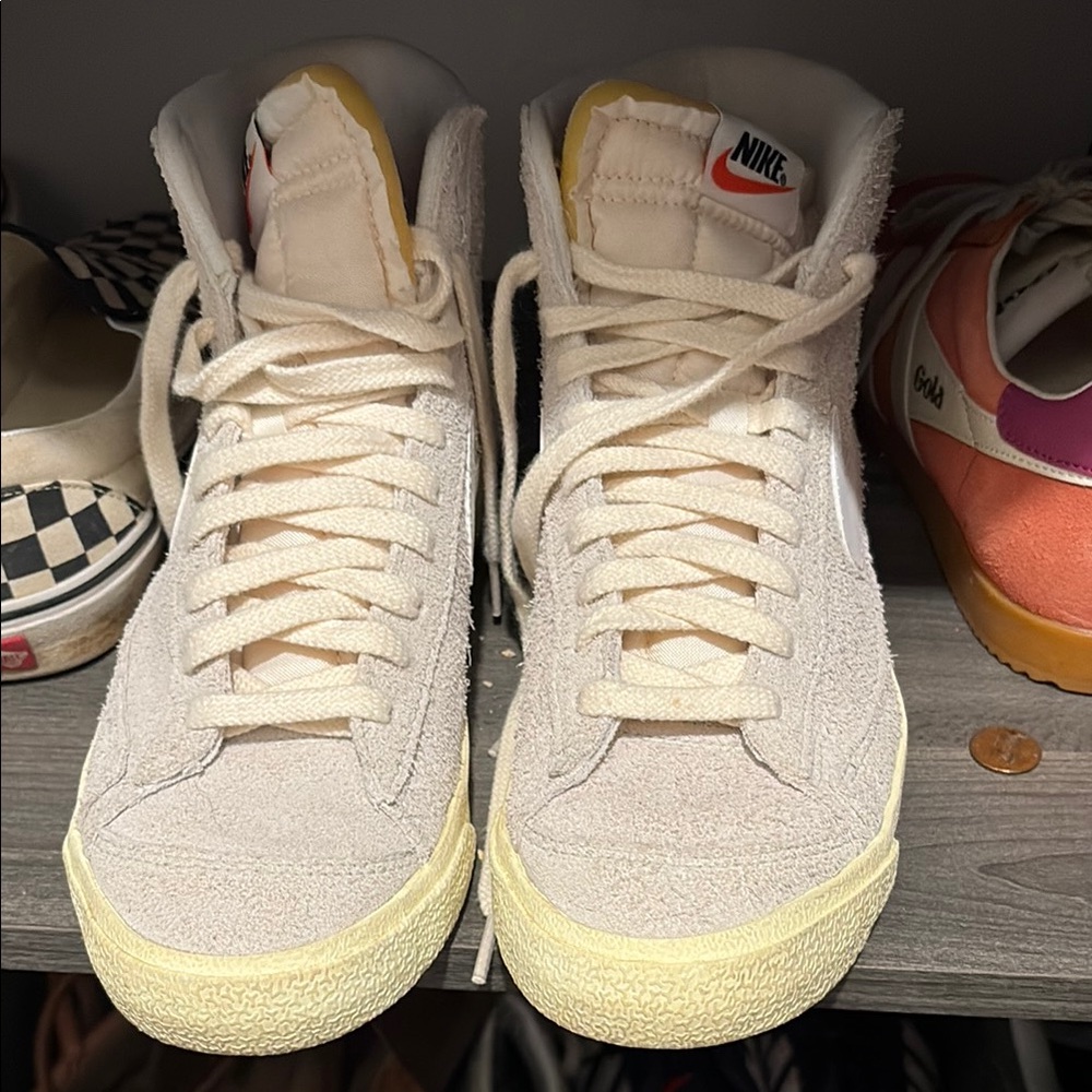 Nike Cream and Yellow High-Top Sneakers